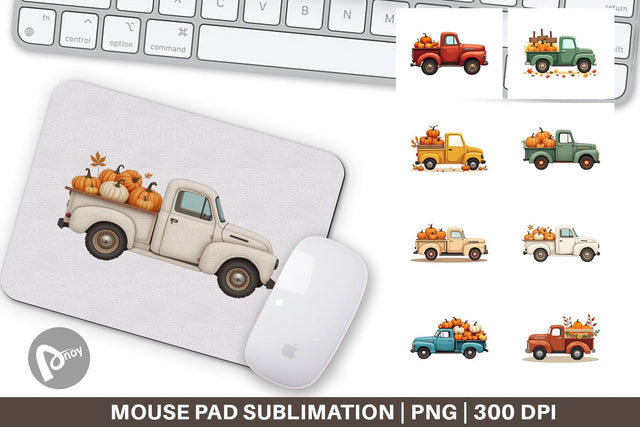 Mouse Pad Boho Farm Trucks Sublimation artnoy 