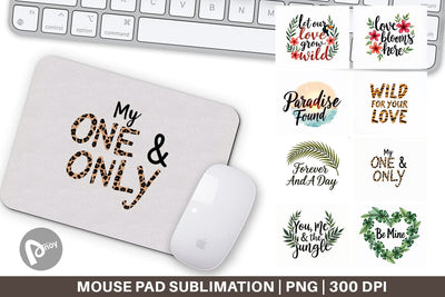 Mouse Pad Boho Jungle Love Tropical Valentine Quotes Sublimation artnoy 
