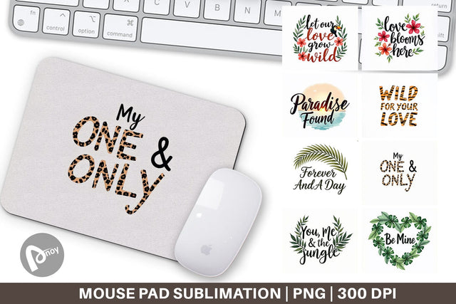 Mouse Pad Boho Jungle Love Tropical Valentine Quotes Sublimation artnoy 
