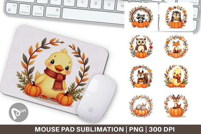 Mouse Pad Boho Pumpkin Critters Sublimation artnoy 