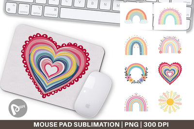 Mouse Pad Boho Rainbow Pastels Sublimation artnoy 