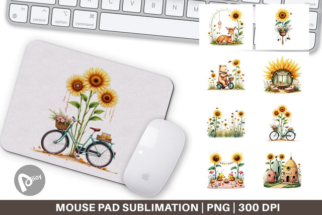 Mouse Pad Boho Sunflowers Sublimation artnoy 
