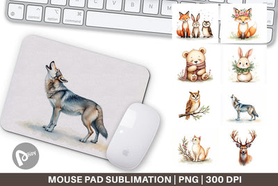 Mouse Pad Boho Winter Animals Sublimation artnoy 