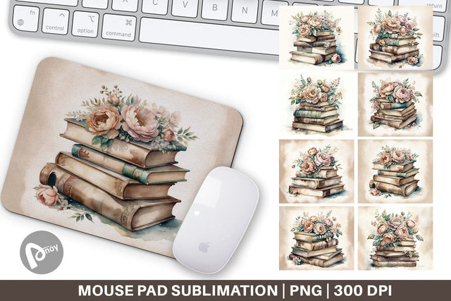 Mouse Pad Book Stack Sublimation artnoy 