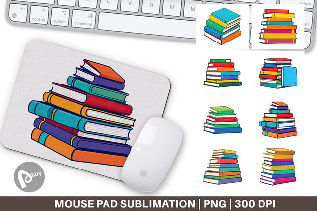 Mouse Pad Book Stack Sublimation artnoy 