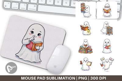 Mouse Pad Bookish Librarian Ghost Art Sublimation artnoy 
