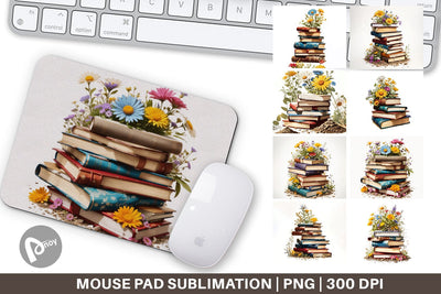 Mouse Pad Books and Flowers Sublimation artnoy 