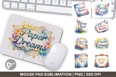 Mouse Pad Bookworm Quotes Sublimation artnoy 