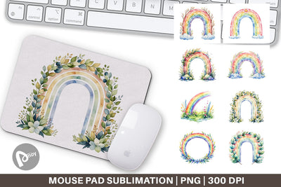Mouse Pad Botanical Boho Rainbow Sublimation artnoy 