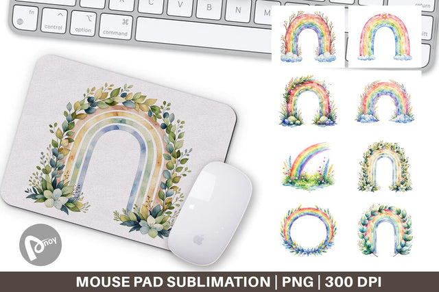 Mouse Pad Botanical Boho Rainbow Sublimation artnoy 