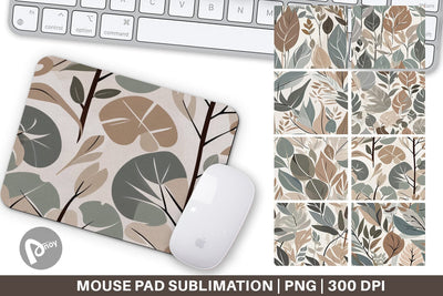 Mouse Pad Botanical Elements Pattern Sublimation artnoy 