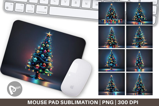 Mouse Pad Bright Christmas Tree Sublimation artnoy 