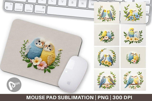 Mouse Pad Budgerigar Embroidery Sublimation artnoy 