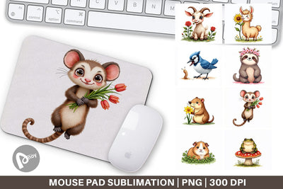 Mouse Pad Bug-Eyed Spring Bloomers Watercolor Sublimation artnoy 
