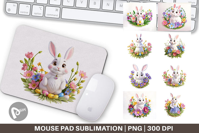 Mouse Pad Bunny Easter Embroidery Sublimation artnoy 