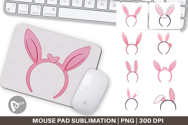 Mouse Pad Bunny Headband Sublimation artnoy 