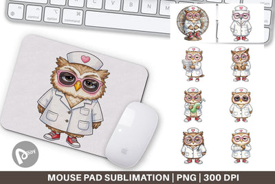 Mouse Pad Burnout Owl Nurse Lifestyle Sublimation artnoy 