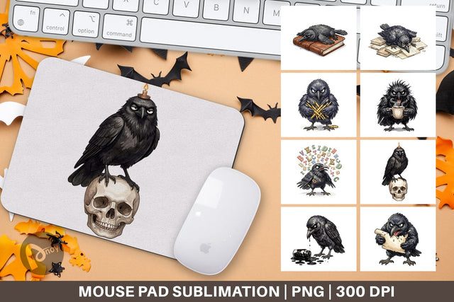 Mouse Pad Burnout Raven Dark Academia Watercolor Sublimation artnoy 
