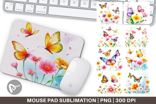 Mouse Pad Butterfly and Flower Sublimation artnoy 