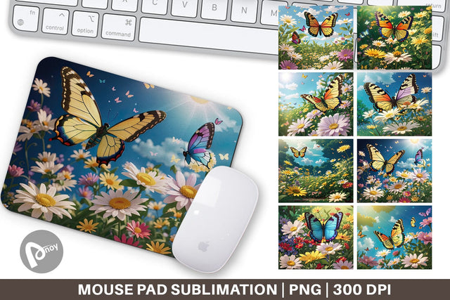 Mouse Pad Butterfly and Wildflowers Sublimation artnoy 