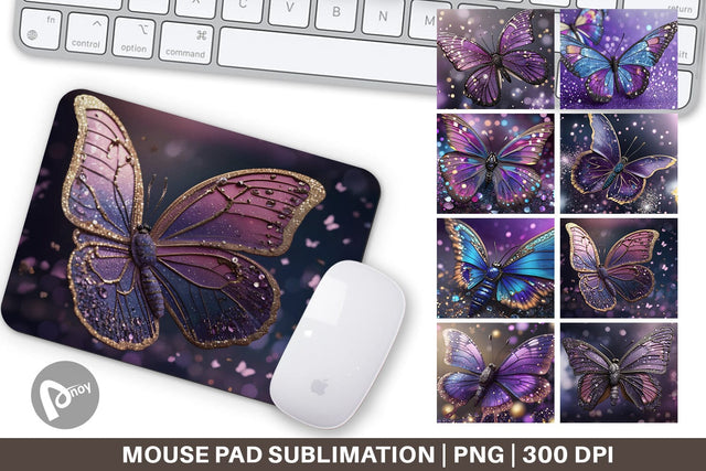 Mouse Pad Butterfly Glitter Sublimation artnoy 