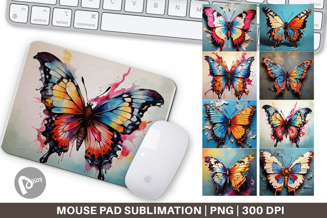 Mouse Pad Butterfly Vibrant Color Sublimation artnoy 