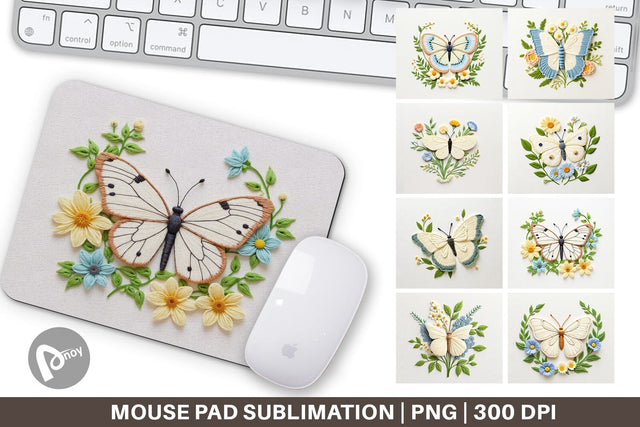 Mouse Pad Cabbage White Butterfly Sublimation artnoy 