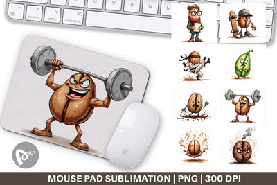 Mouse Pad Caffeinated Chaos Sarcastic Coffee Bean Characters Sublimation artnoy 