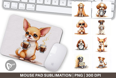 Mouse Pad Caffeine & Chaos Morning Mood Sarcastic Dogs Sublimation artnoy 