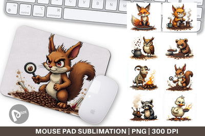 Mouse Pad Caffeine Critters Sublimation artnoy 