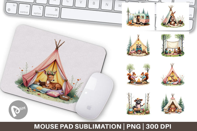 Mouse Pad Camping Cozy Animals Sublimation artnoy 