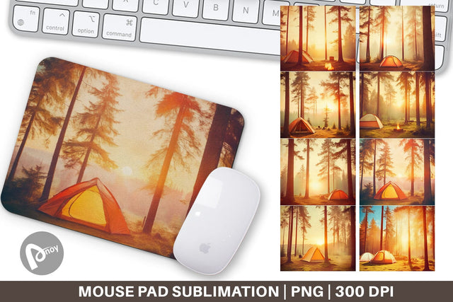 Mouse Pad Camping Forest Sunset Sublimation artnoy 