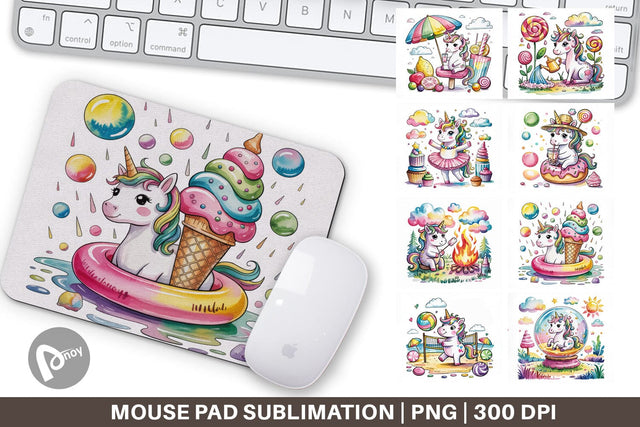 Mouse Pad Candy Unicorn Summer Sublimation artnoy 