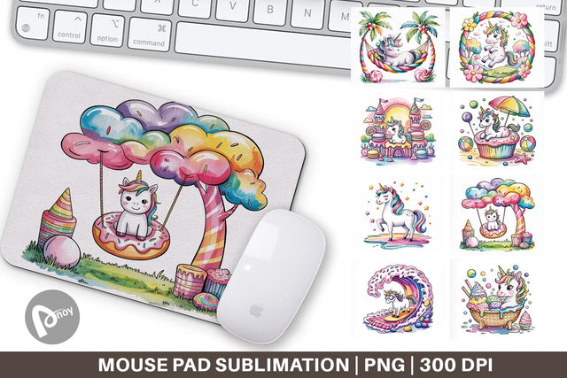 Mouse Pad Candy Unicorn Summer Sublimation artnoy 