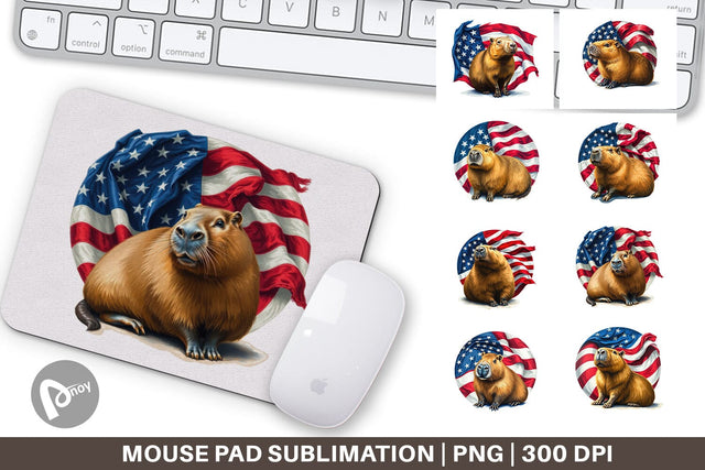 Mouse Pad Capybara 4th of July Sublimation artnoy 