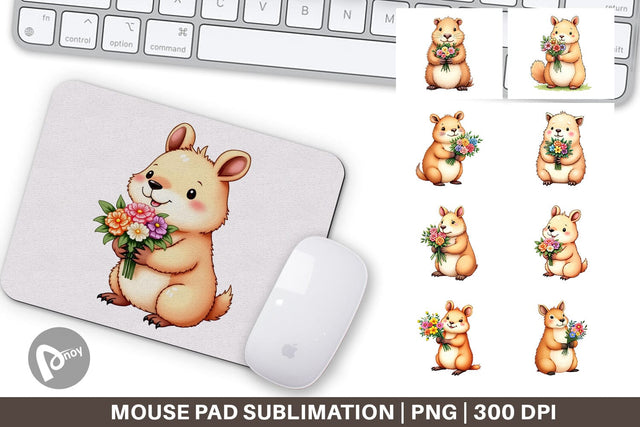 Mouse Pad Capybara Spring Bouquet Sublimation artnoy 