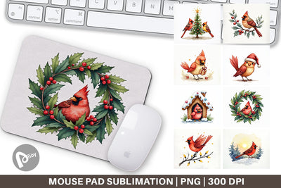 Mouse Pad Cardinal Christmas Bird Sublimation artnoy 
