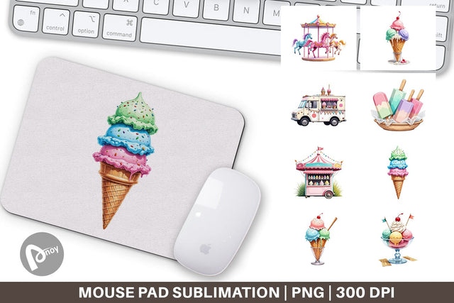 Mouse Pad Carnival Ice Cream Sublimation artnoy 