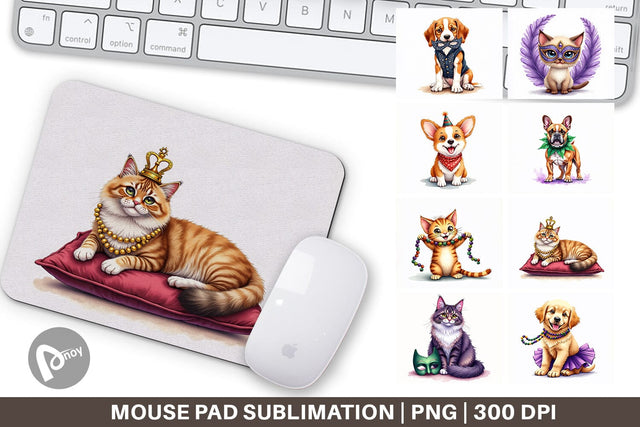 Mouse Pad Carnival Jungle Watercolor Safari Mardi Gras Sublimation artnoy 