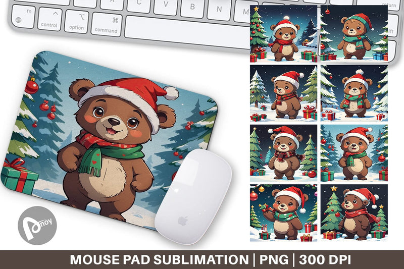 Mouse Pad Cartoon Christmas Bear Sublimation artnoy 