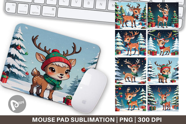 Mouse Pad Cartoon Christmas Deer Sublimation artnoy 