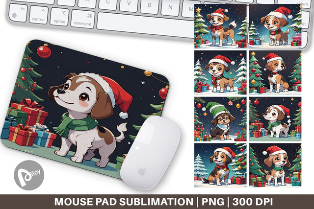 Mouse Pad Cartoon Christmas Dog Sublimation artnoy 