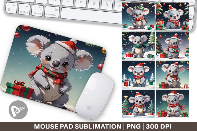 Mouse Pad Cartoon Christmas Koala Sublimation artnoy 