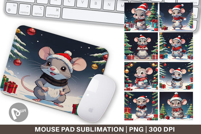 Mouse Pad Cartoon Christmas Mouse Sublimation artnoy 