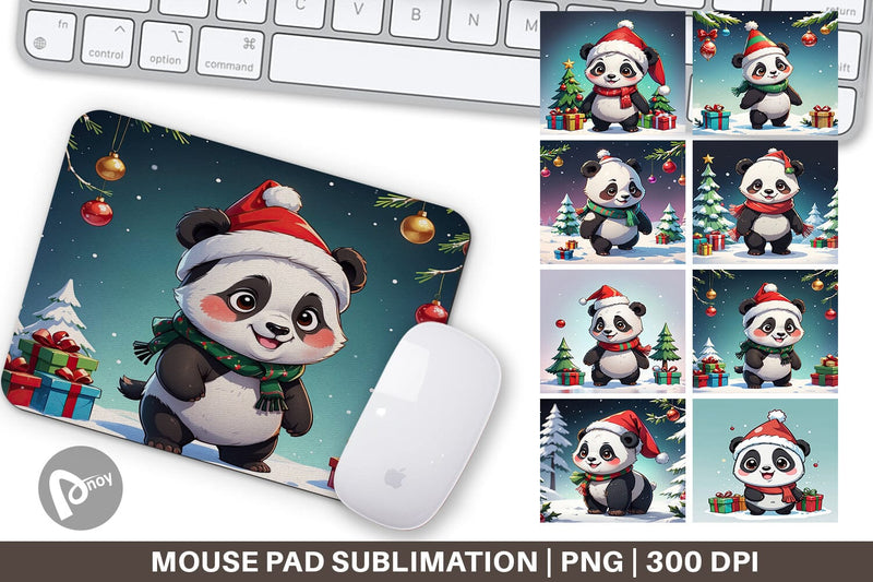 Mouse Pad Cartoon Christmas Panda Sublimation artnoy 