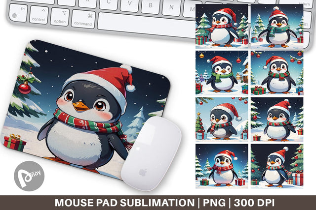 Mouse Pad Cartoon Christmas Penguin Sublimation artnoy 