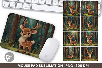 Mouse Pad Cartoon Deer in Forest Sublimation artnoy 