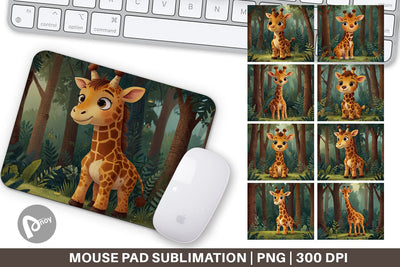 Mouse Pad Cartoon Giraffe in Forest Sublimation artnoy 