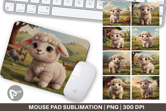 Mouse Pad Cartoon Lamb in Farm Sublimation artnoy 