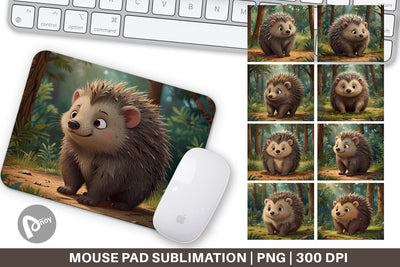 Mouse Pad Cartoon Porcupine in Forest Sublimation artnoy 